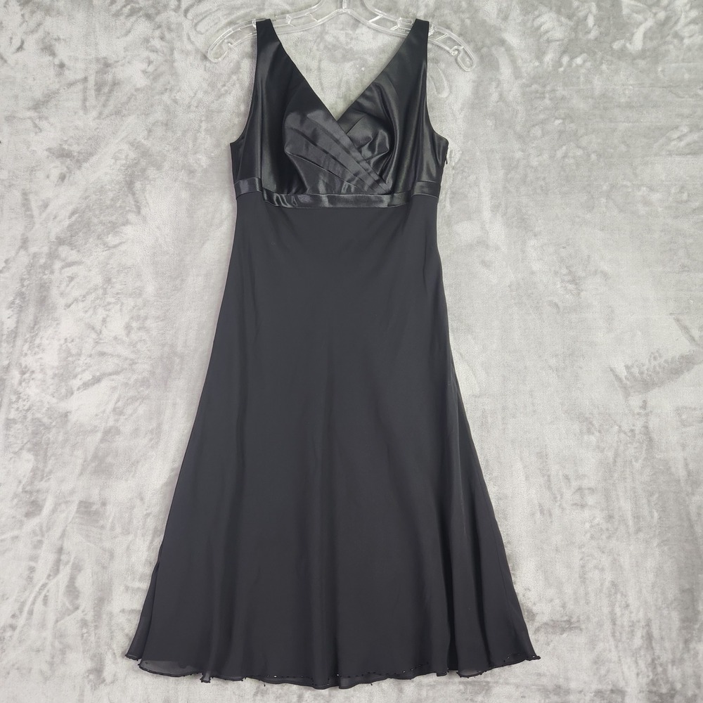 White House Black Market Dress Women 8 Black Beaded Babydoll Y2K Cocktail LBD